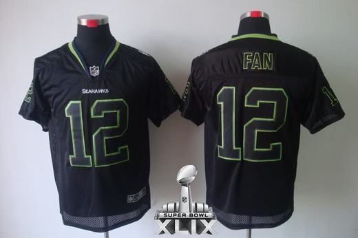 Nike Seahawks 12 Fan Lights Out Black Elite 2015 Super Bowl XLIX Jerseys