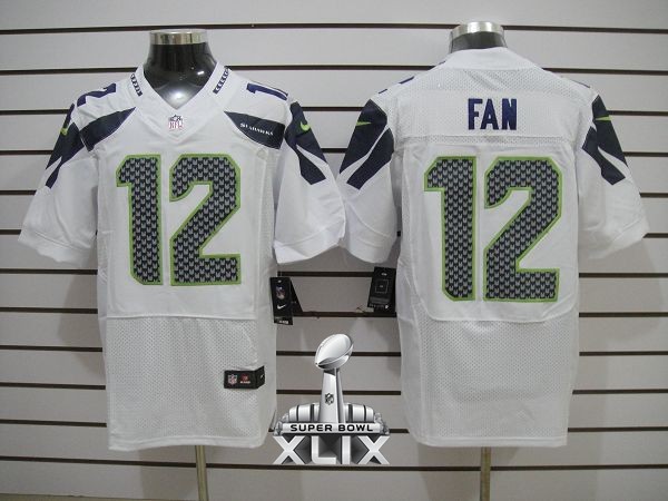 Nike Seahawks 12 Fan White Elite 2015 Super Bowl XLIX Jerseys - Click Image to Close