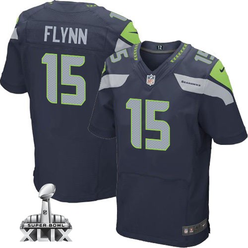 Nike Seahawks 15 Flynn Blue Elite 2015 Super Bowl XLIX Jerseys