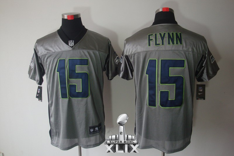 Nike Seahawks 15 Flynn Grey Elite 2015 Super Bowl XLIX Jerseys