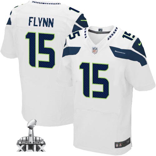Nike Seahawks 15 Flynn White Elite 2015 Super Bowl XLIX Jerseys