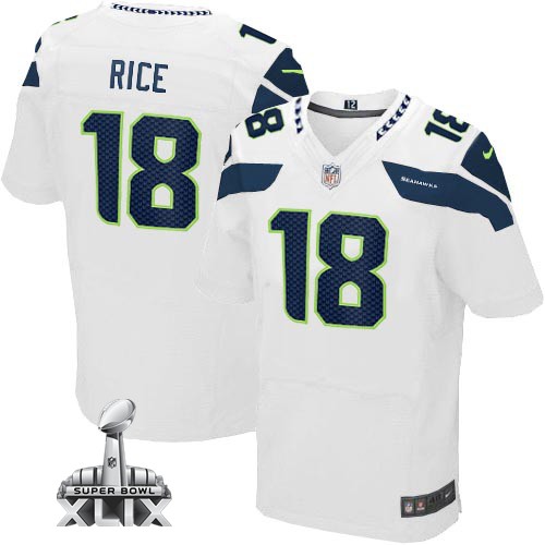 Nike Seahawks 18 Rice White Elite 2015 Super Bowl XLIX Jerseys