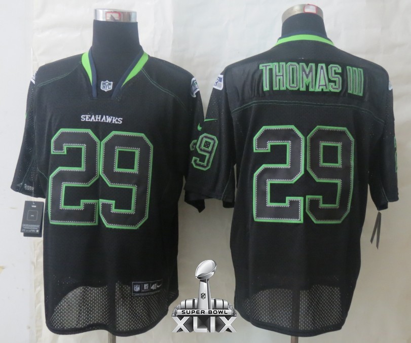 Nike Seahawks 29 Thomas III Lights Out Black Elite 2015 Super Bowl XLIX Jerseys
