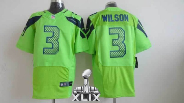 Nike Seahawks 3 Wilson Green Elite 2015 Super Bowl XLIX Jerseys