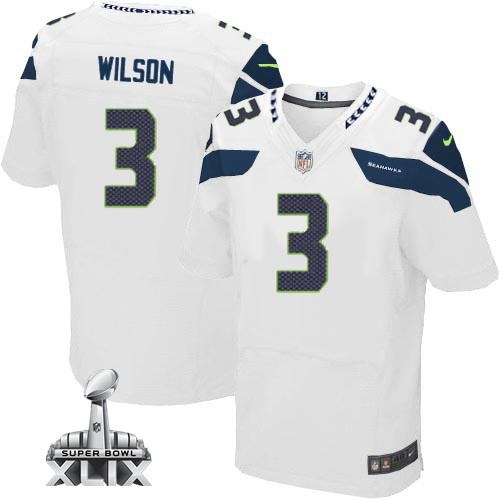 Nike Seahawks 3 Wilson White Elite 2015 Super Bowl XLIX Jerseys