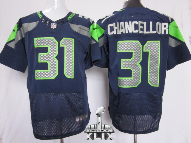 Nike Seahawks 31 Chancellor Blue Elite 2015 Super Bowl XLIX Jerseys