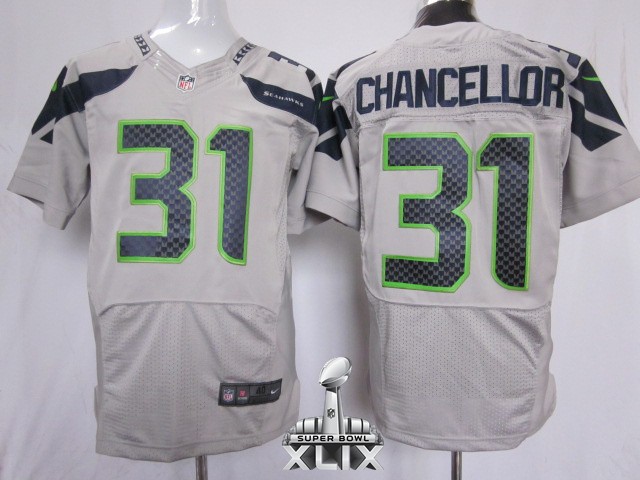 Nike Seahawks 31 Chancellor Grey Elite 2015 Super Bowl XLIX Jerseys