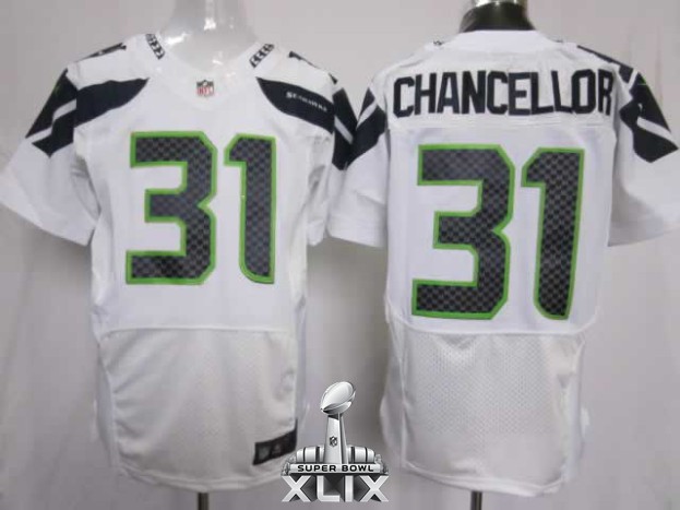 Nike Seahawks 31 Chancellor White Elite 2015 Super Bowl XLIX Jerseys