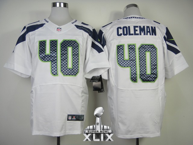 Nike Seahawks 40 Coleman White Elite 2015 Super Bowl XLIX Jerseys