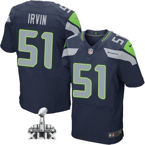 Nike Seahawks 51 Irvin Blue Elite 2015 Super Bowl XLIX Jerseys