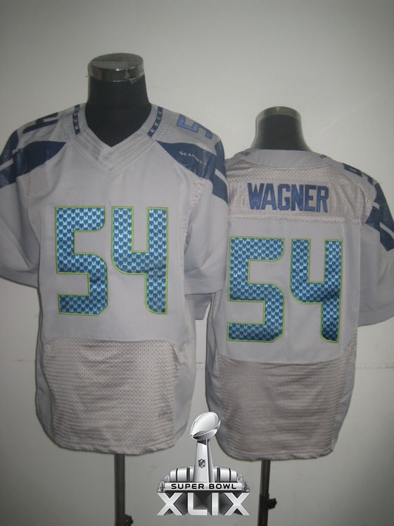 Nike Seahawks 54 Wagner Grey Elite 2015 Super Bowl XLIX Jerseys