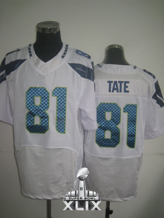 Nike Seahawks 81 Tate White Elite 2015 Super Bowl XLIX Jerseys