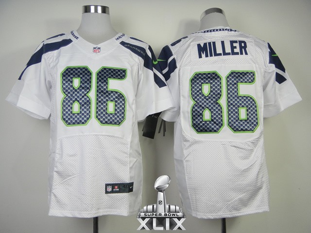 Nike Seahawks 86 Miller White Elite 2015 Super Bowl XLIX Jerseys