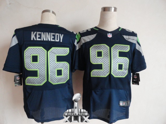 Nike Seahawks 96 Kennedy Blue Elite 2015 Super Bowl XLIX Jerseys