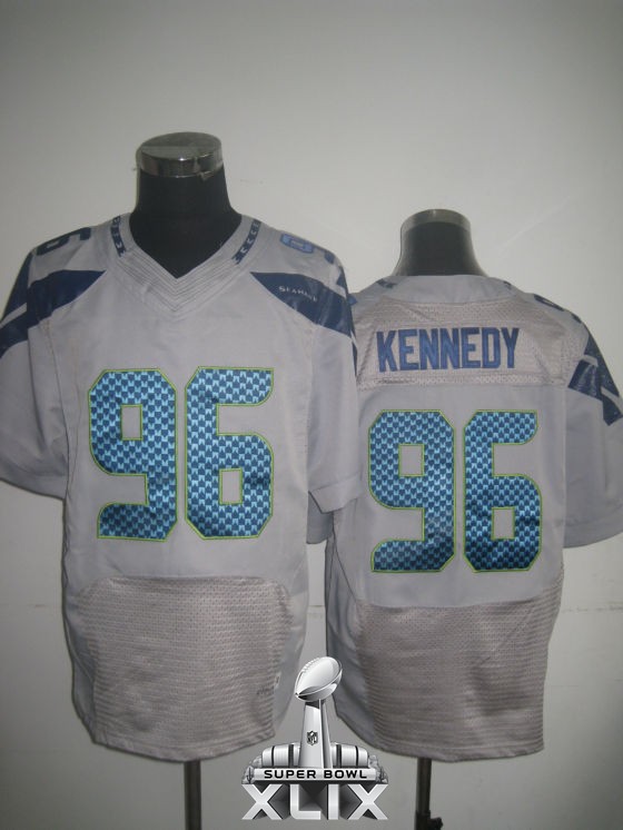Nike Seahawks 96 Kennedy Grey Elite 2015 Super Bowl XLIX Jerseys