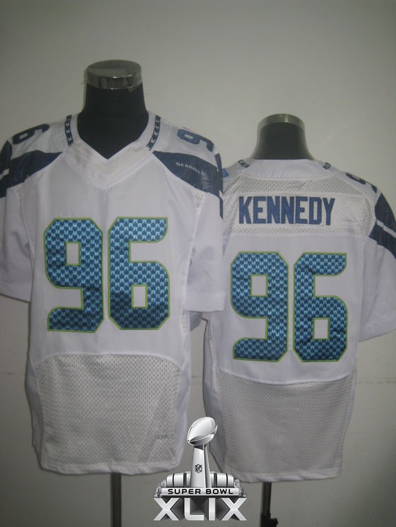 Nike Seahawks 96 Kennedy White Elite 2015 Super Bowl XLIX Jerseys