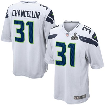 Nike Seahawks 31 Chancellor White Game 2015 Super Bowl XLIX Jerseys