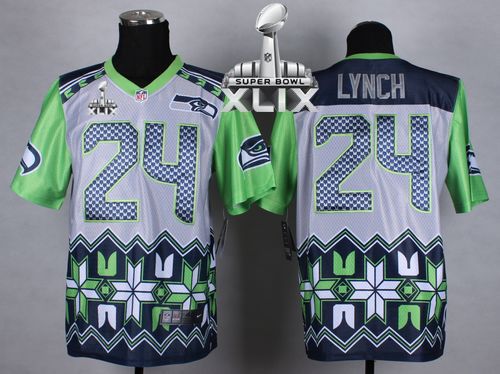 Nike Seahawks 24 Lynch Noble Elite 2015 Super Bowl XLIX Jerseys