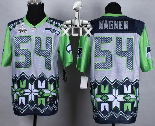 Nike Seahawks 54 Wagner Noble Elite 2015 Super Bowl XLIX Jerseys