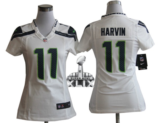 Nike Seahawks 11 Harvin White Women Game 2015 Super Bowl XLIX Jerseys - Click Image to Close