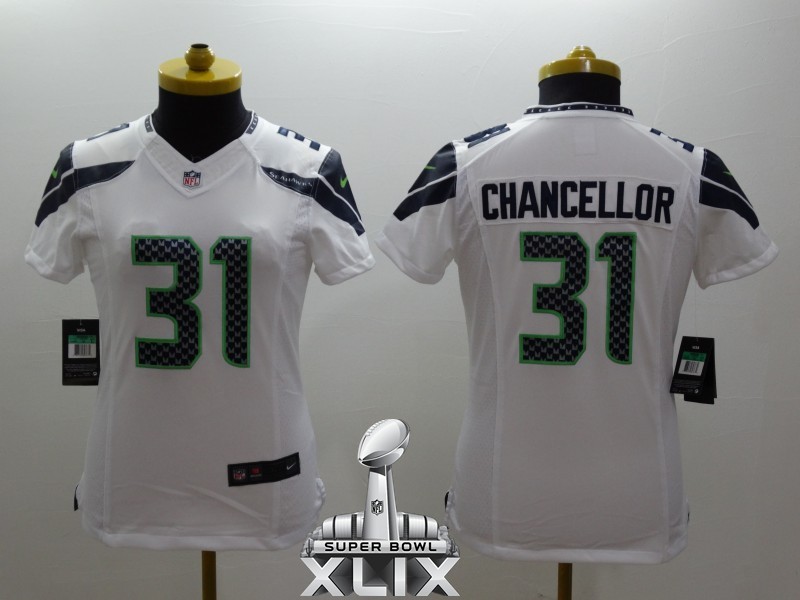 Nike Seahawks 31 Chancellor White Women Limited 2015 Super Bowl XLIX Jerseys