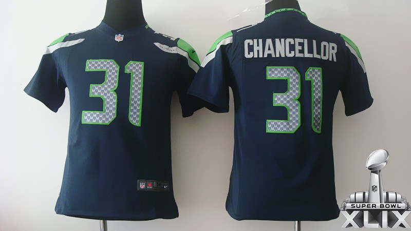 Nike Seahawks 31 Chancellor Blue Youth Game 2015 Super Bowl XLIX Jerseys