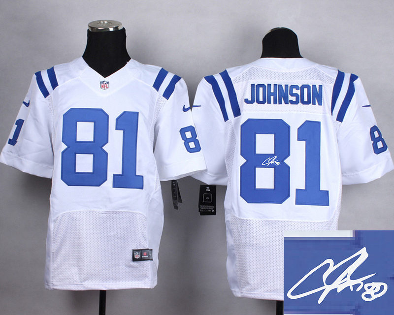 Nike Colts 81 Andre Johnson White Elite Signature Edition Jerseys