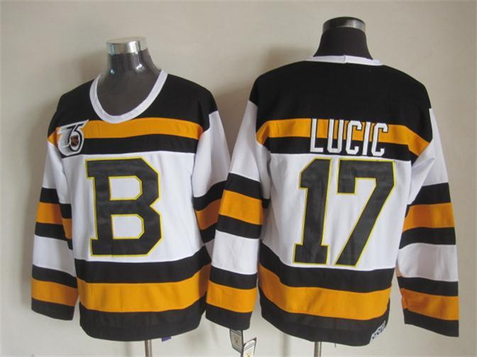 Bruins 17 Lucic White 75th Anniversary CCM Jerseys