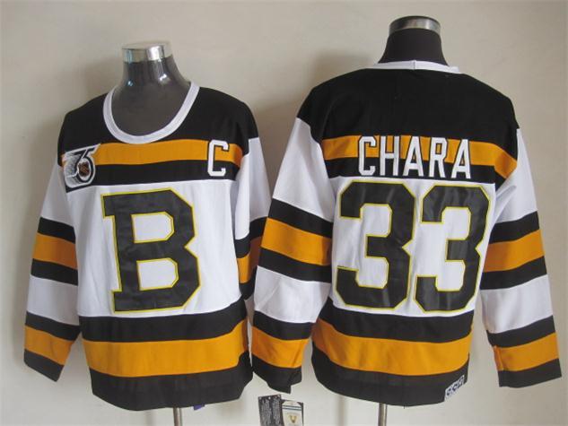 Bruins 33 Chara White 75th Anniversary CCM Jerseys