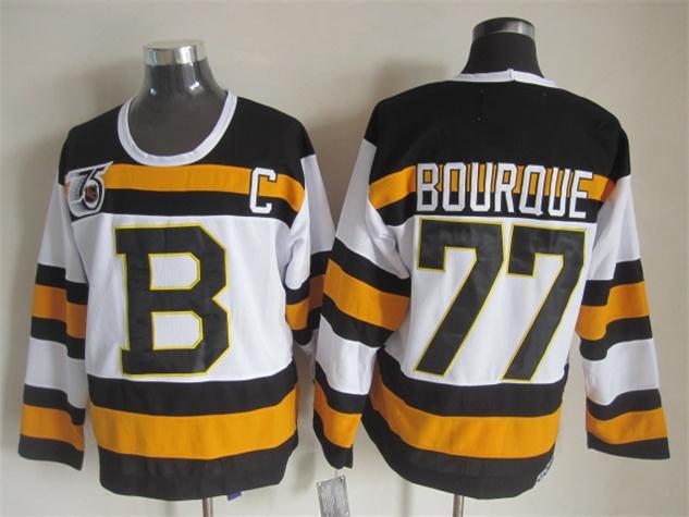 Bruins 77 Bourque White 75th Anniversary CCM Jerseys