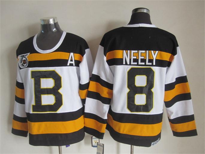 Bruins 8 Neely White 75th Anniversary CCM Jerseys