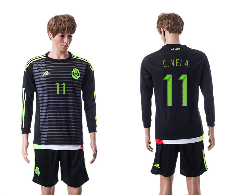 2015-16 Mexico 11 C.Vela Home Long Sleeve Jerseys