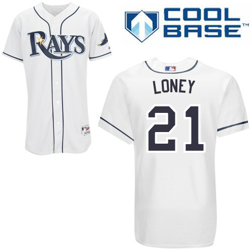 Rays 21 Loney White Cool Base Jerseys