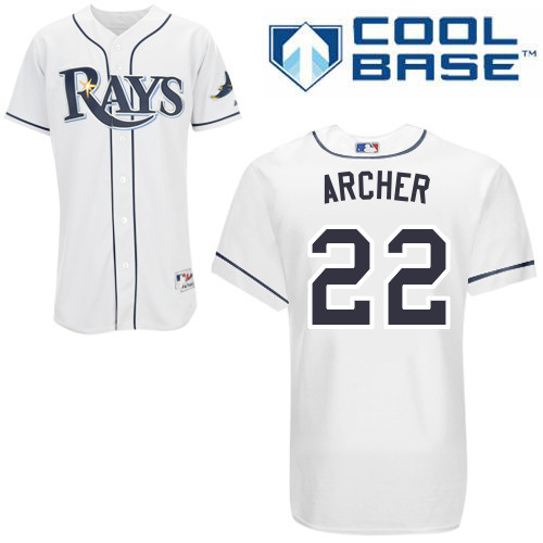 Rays 22 Archer White Cool Base Jerseys - Click Image to Close
