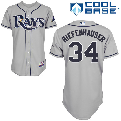 Rays 34 Riefenhauser Grey Cool Base Jerseys