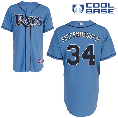 Rays 34 Riefenhauser Light Blue Cool Base Jerseys