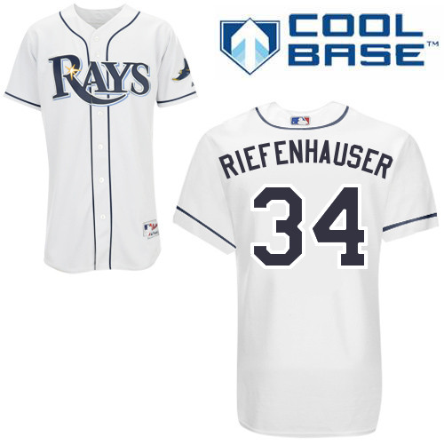 Rays 34 Riefenhauser White Cool Base Jerseys