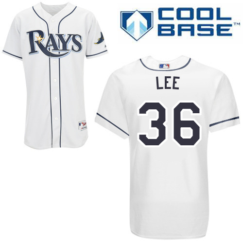Rays 36 Lee White Cool Base Jerseys - Click Image to Close