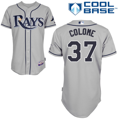 Rays 37 Colome Grey Cool Base Jerseys