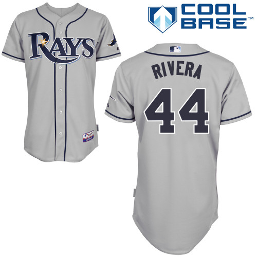 Rays 44 Rivera Grey Cool Base Jerseys - Click Image to Close