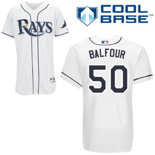 Rays 50 Balfour White Cool Base Jerseys - Click Image to Close
