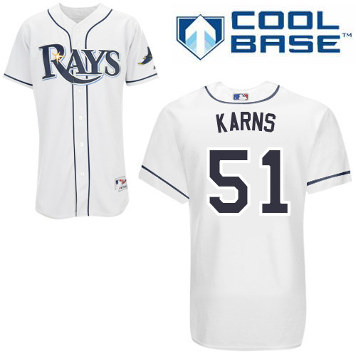 Rays 51 Karns White Cool Base Jerseys - Click Image to Close