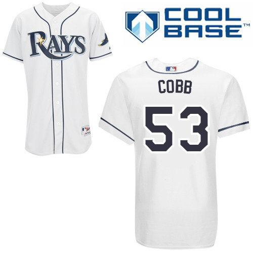 Rays 53 Cobb White Cool Base Jerseys
