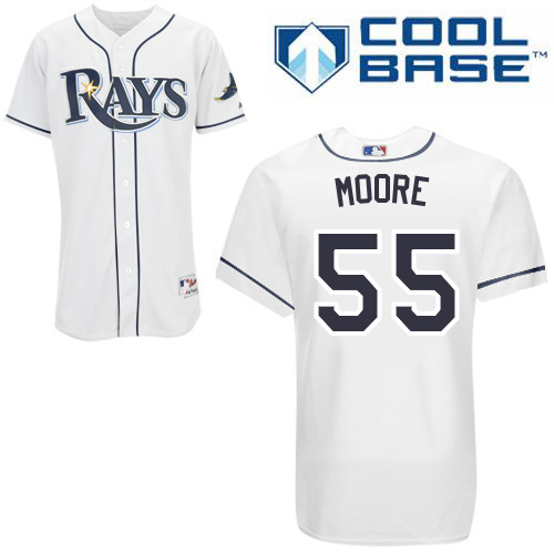 Rays 55 Moore White Cool Base Jerseys
