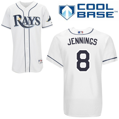 Rays 8 Jennings White Cool Base Jerseys