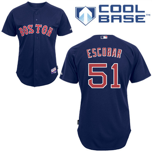 Red Sox 51 Edwin Escobar Blue Cool Base Jerseys