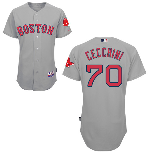 Red Sox Garin Cecchini Grey Cool Base Jerseys