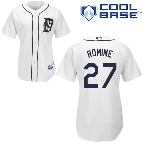 Tigers 27 Andrew Romine White Cool Base Jerseys