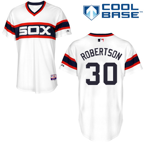 White Sox 30 Robertson White Cool Base Jerseys