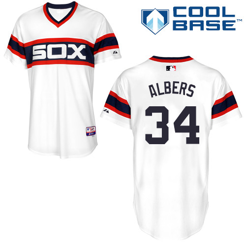 White Sox 34 Albers White Cool Base Jerseys